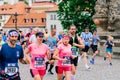 Prague, Czechia - 7th May 2023 - Runners of the Prague Half marathon in the city streets.