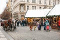 Prague, December 24, 2016: Old Town Square in Prague on Christmas Day. Christmas market in the main square of the city