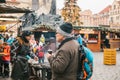 Prague, December 13, 2016: Old Town Square in Prague on Christmas Day. Christmas market in the main square of the city