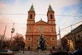 PRAGUE - DECEMBER 07: orange church with black and gold clocks a
