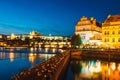 Prague durin sunset with castle and Charles Bridge, Czech Republic Royalty Free Stock Photo