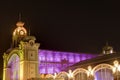 The Prague Exhibition hall at night in Prague, Czech republic.