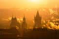 Prague foggy sunrise, Czech republic. Royalty Free Stock Photo