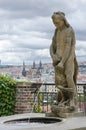 Prague. Fountain of Hercules. View from Gardens under Prague Castle (the Garden on the Bastion) Royalty Free Stock Photo