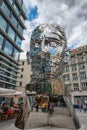 Prague franz kafkas head statue made from stainless steel