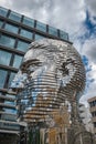 Prague franz kafkas head statue made from stainless steel