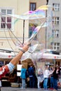 Prague, game with soap bubbles