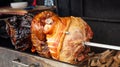 Prague, ham roasting, street food, Czech Republic Royalty Free Stock Photo