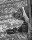 Homeless Beggar on the streets of Prague