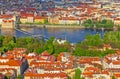Prague hoses city landscape Vltava river, Czech Republic