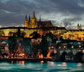 Prague & Hradcany, Prague, by night Royalty Free Stock Photo