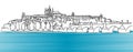 Prague Hradschin Vector Outline Sketch Royalty Free Stock Photo
