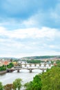 Prague and its multiple bridges across Vltava river Royalty Free Stock Photo