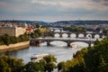 Prague with its splendid bridges over the Vltava river Royalty Free Stock Photo