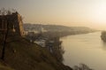 Prague landscape in the sunset - river