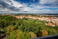 Prague city skyline high view from Petrin tower