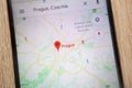 Prague location on Google Maps displayed on a modern smartphone