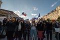 Thousands protests on Wenceslas Square in Prague Royalty Free Stock Photo