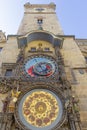 Prague medieval astronomical clock Orloj on Old Town Hall tower, Prague, Czech republic Royalty Free Stock Photo