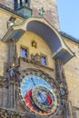 Prague medieval astronomical clock Orloj on Old Town Hall tower, Prague, Czech republic Royalty Free Stock Photo