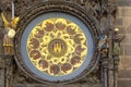 Prague medieval astronomical clock Orloj on Old Town Hall tower, Prague, Czech republic