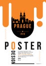 Prague Modern Poster Design with Vector Linear Skyline