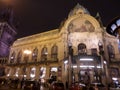 Prague Municipal House at night.