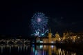 Prague New year`s fireworks 2018 Royalty Free Stock Photo