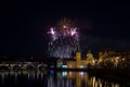 Prague New year`s fireworks 2018 Royalty Free Stock Photo