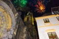 Prague New year`s fireworks 2018 Royalty Free Stock Photo