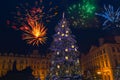 Prague New year`s fireworks 2018 Royalty Free Stock Photo