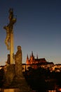 Prague at night with Jesus Royalty Free Stock Photo