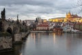 Prague night traditional panoramic cityscape in Europe Czech Republic. Old city for tourism Royalty Free Stock Photo