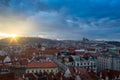 Prague night traditional panoramic cityscape in Europe Czech Republic. Old city for tourism Royalty Free Stock Photo