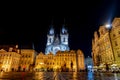 Prague old city square night view Royalty Free Stock Photo