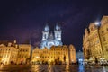 Prague old town city square night view Royalty Free Stock Photo