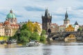 Prague old town,  iconic Charles bridge over Vltava river, Czech Republic Royalty Free Stock Photo