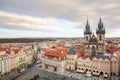 Prague, old town square, aerial view, Czech Republic, cloudy day Royalty Free Stock Photo