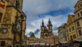 Prague Old Town Square Czech Republic and astronomical clock tower at christmas time Royalty Free Stock Photo