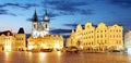 Prague Old town square at night - panorama Royalty Free Stock Photo