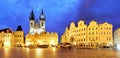 Prague Old town square at night - panorama Royalty Free Stock Photo