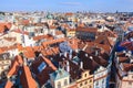 Prague Old Town Square row houses with traditional red roofs in the Czech Republic Royalty Free Stock Photo