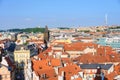 Prague Old Town Square row houses with traditional red roofs in the Czech Republic Royalty Free Stock Photo