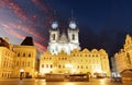 Prague Old town square, Tyn Cathedral Royalty Free Stock Photo