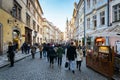 Prague Old Town street view with people walking by. Royalty Free Stock Photo