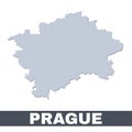 Prague outline map. Vector map of Prague city area borders with shadow Royalty Free Stock Photo