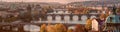 Prague panorama with bridges on river Vltava Royalty Free Stock Photo