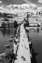 Prague panorama with Prague Castle, and Charles Bridge over Vltava River. View from Old Town Bridge Tower, Czech Royalty Free Stock Photo