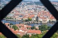 Prague panorama charles bridge river from mountain skyview natural frame