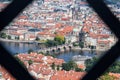 Prague panorama charles bridge river from mountain skyview natural frame